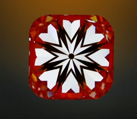 Cushion cut diamond image using Hearts & Arrows viewer