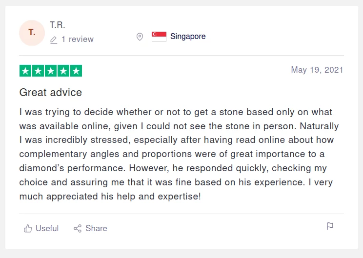 screenshot of Trustpilot review