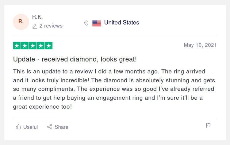 screenshot of Trustpilot review