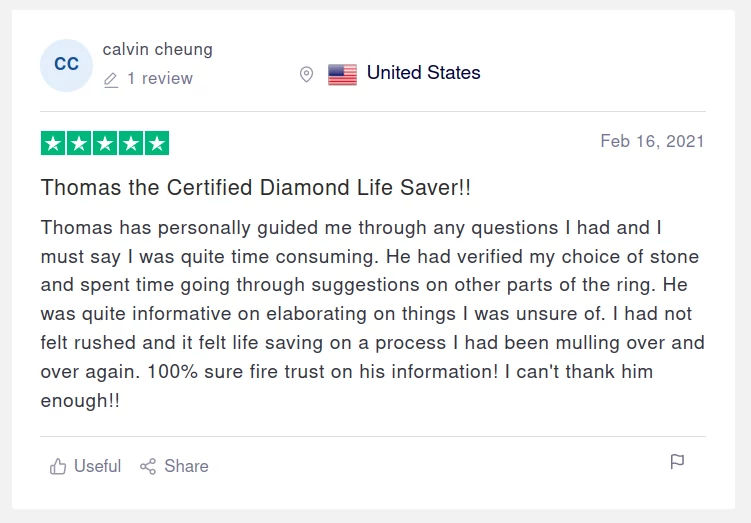 screenshot of Trustpilot review