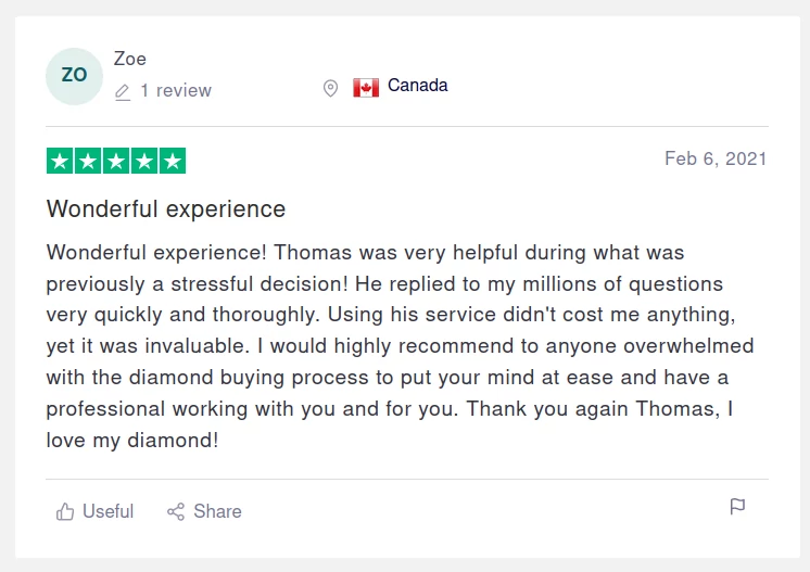 screenshot of Trustpilot review